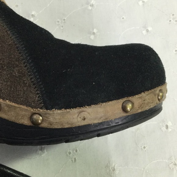 Sanita Black Brown Color Block Suede Studded Slip On Clog Women’s Size 37 - Picture 11 of 14